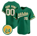 Custom Oakland Athletics Green Rickey Henderson Patch Stitched Limited Jersey