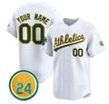 Custom Oakland Athletics White Rickey Henderson Patch Stitched Limited Jersey