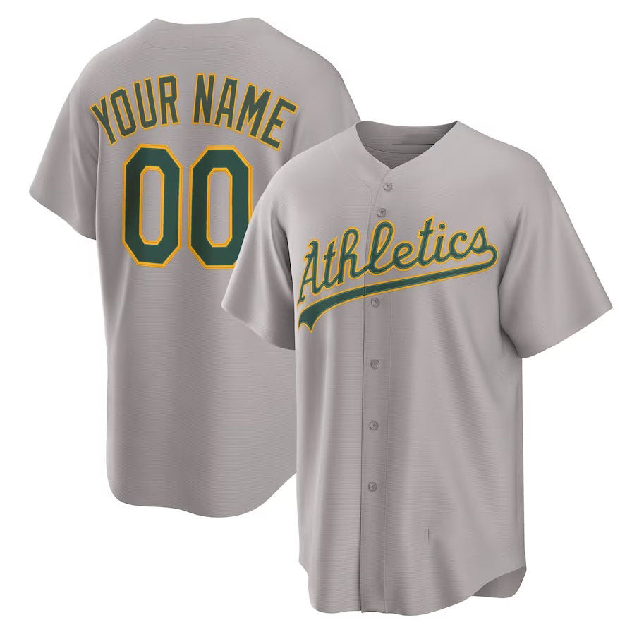 Custom Oakland Athletics Away Replica 2.0 Jersey Gray Jersey