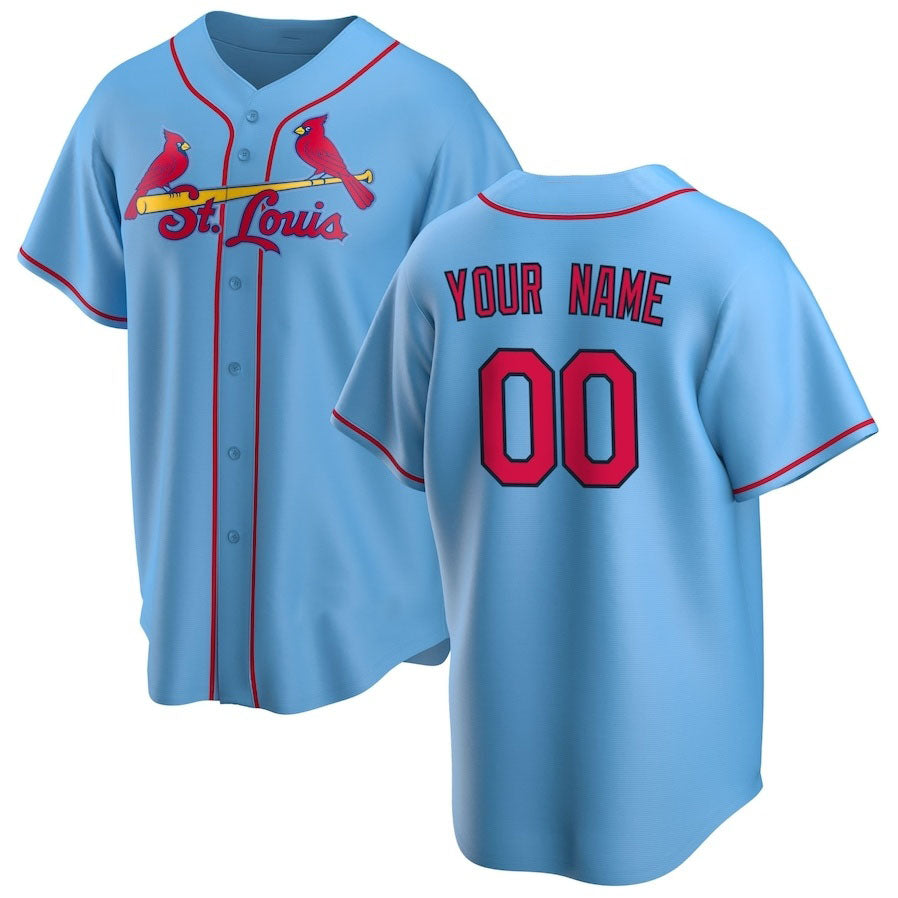 Custom St. Louis Cardinals Alternate Replica Jersey Light Blue Jersey