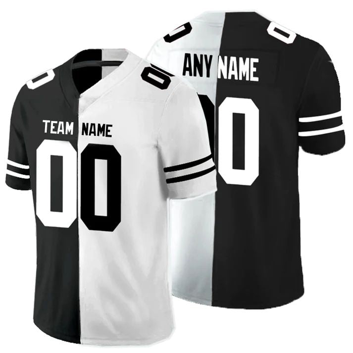 Custom B.Ravens Any Team Black And White Peaceful Coexisting American Stitched Jerseys