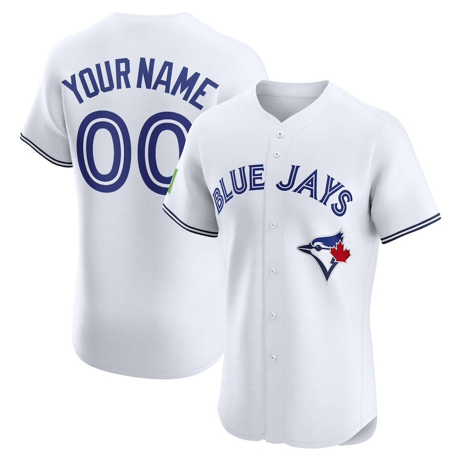 Custom Toronto Blue Jays Home Elite Sponsor Patch Jersey Jersey