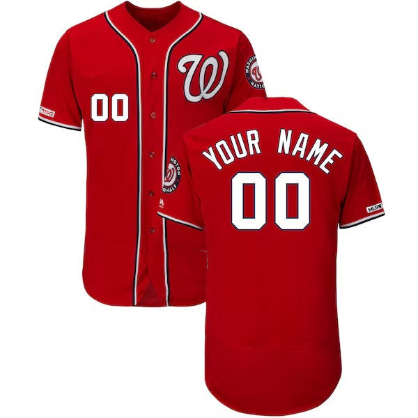 Custom Washington Nationals Majestic Alternate Scarlet Flex Base Jersey