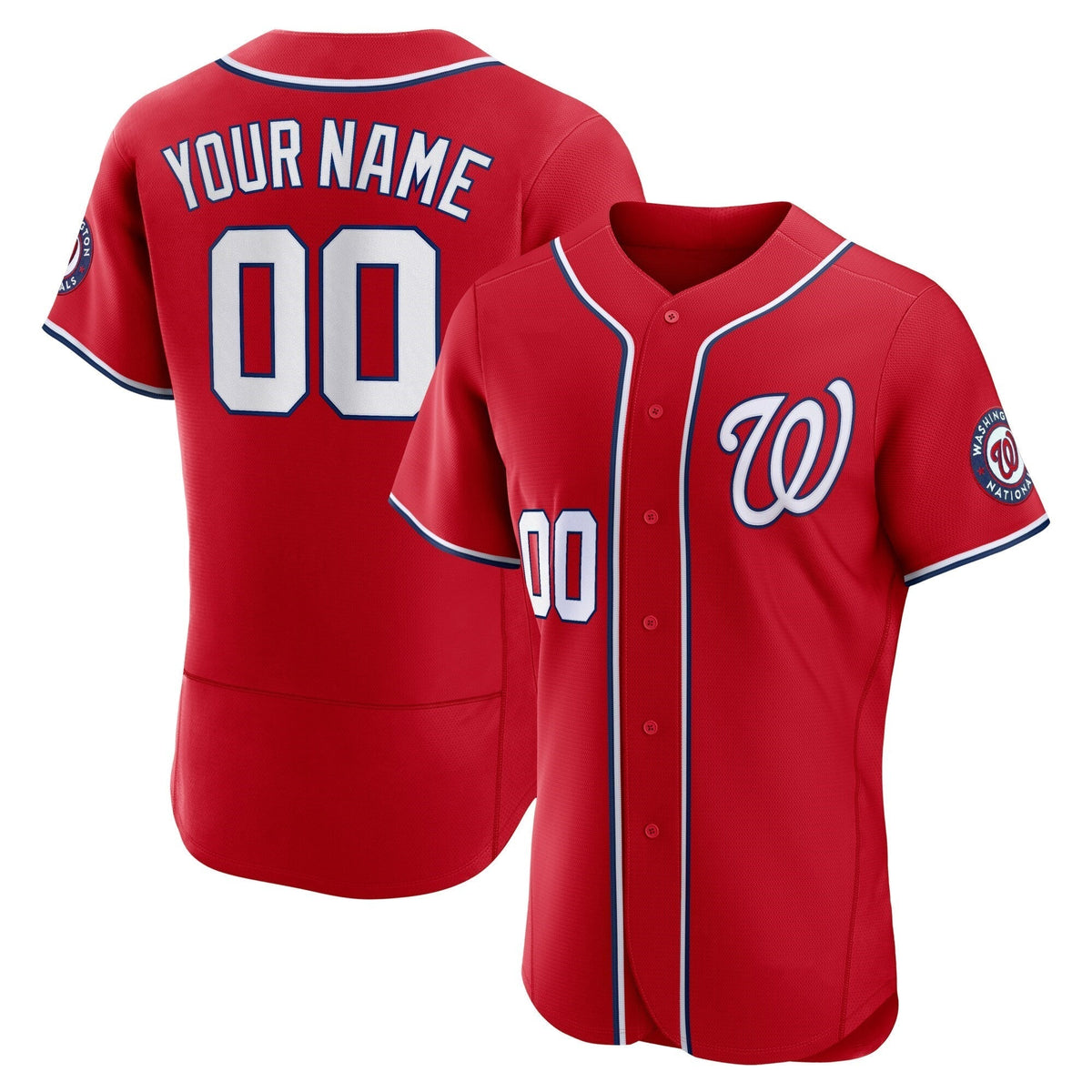 Custom Washington Nationals Scarlet Flex Base Jersey