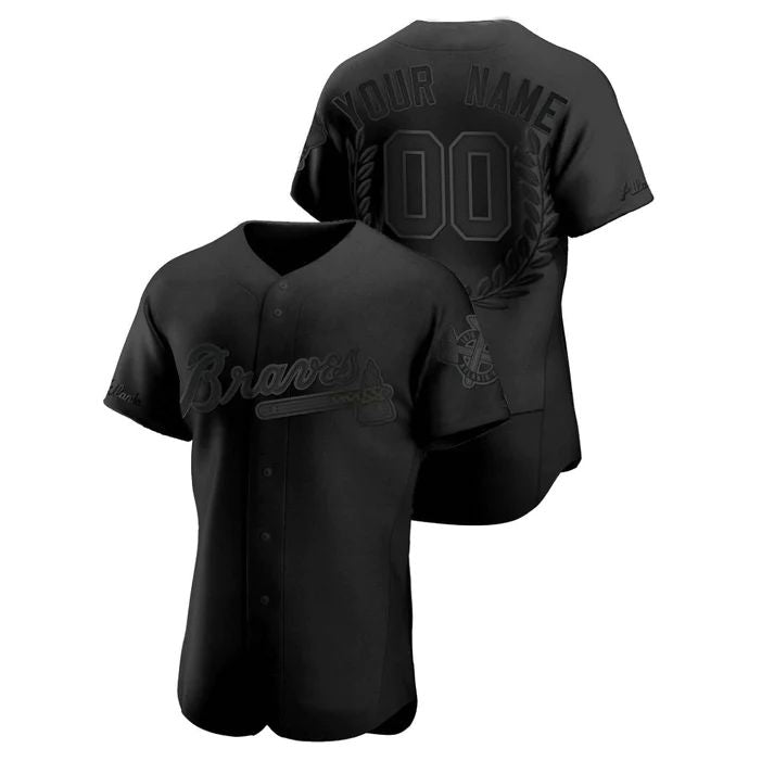 Custom Atlanta Braves Cream Black Award Jerseys