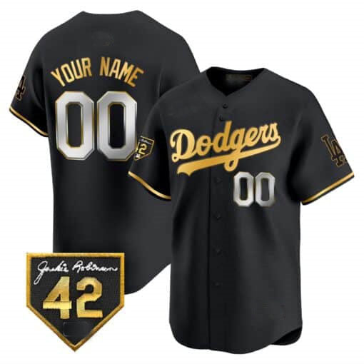 Custom Los Angeles Dodgers 2024 Jackie Robinson Patch Stitched Limited Jersey