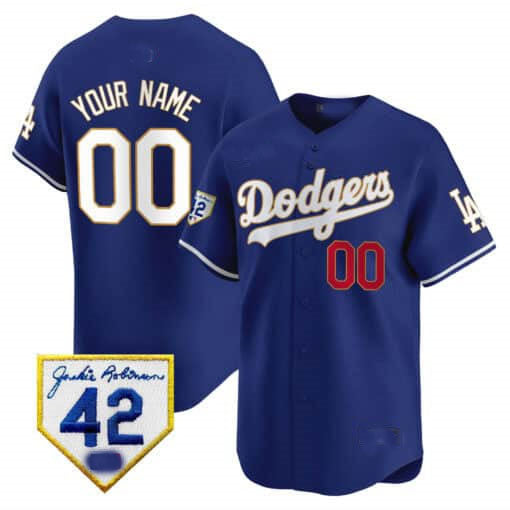 Custom Los Angeles Dodgers 2024 Jackie Robinson Patch Stitched Limited Jersey