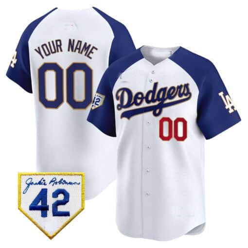 Custom Los Angeles Dodgers 2024 Jackie Robinson Patch Stitched Limited Jersey