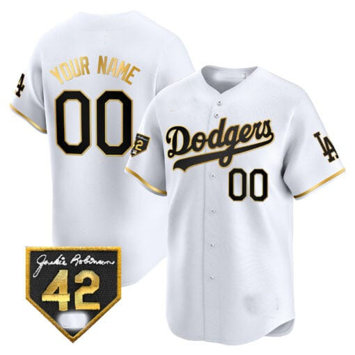 Custom Los Angeles Dodgers 2024 Jackie Robinson Patch Stitched Limited Jersey