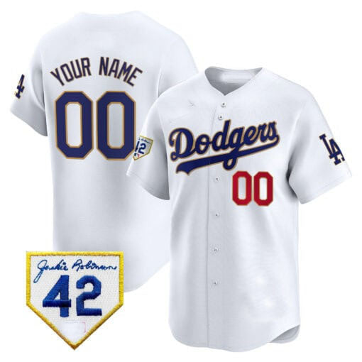 Custom Los Angeles Dodgers 2024 Jackie Robinson Patch Stitched Limited Jersey