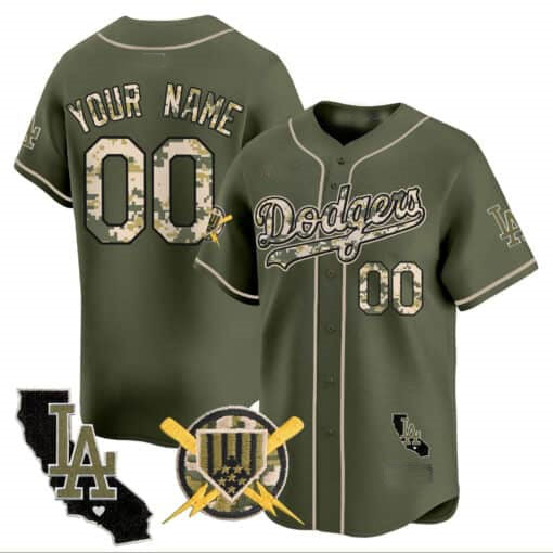 Custom Los Angeles Dodgers Armed Forces Day Stitched Limited Jersey