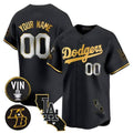 Custom Los Angeles Dodgers Vin Patch Kobe Bryant Gold Trim Stitched Limited V2 Jersey