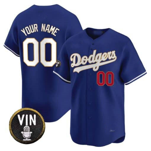 Custom Los Angeles Dodgers Vin Scully Patch Gold Trim Stitched Limited Jersey
