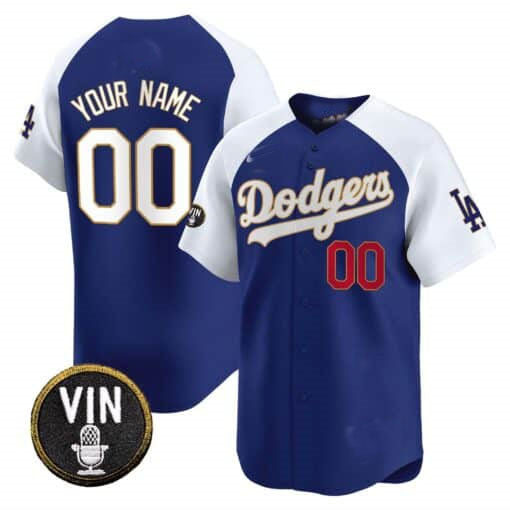 Custom Los Angeles Dodgers Vin Scully Patch Gold Trim Stitched Limited Jersey