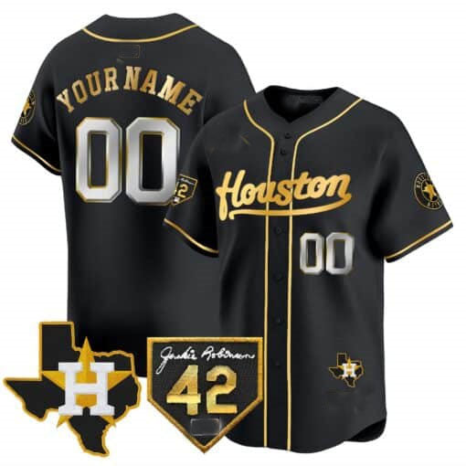 Custom Houston Astros 2024 Jackie Robinson Patch Stitched Limited Jersey