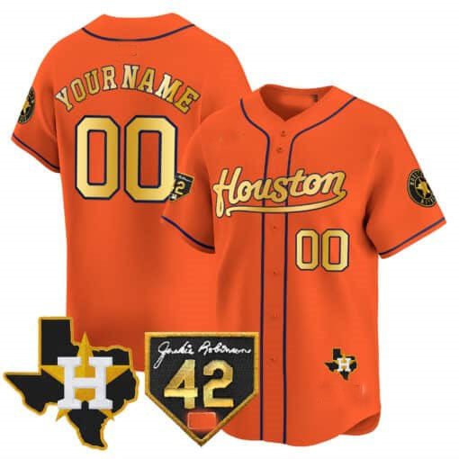 Custom Houston Astros 2024 Jackie Robinson Patch Stitched Limited Jersey