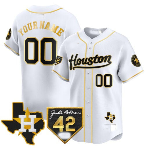 Custom Houston Astros 2024 Jackie Robinson Patch Stitched Limited Jersey