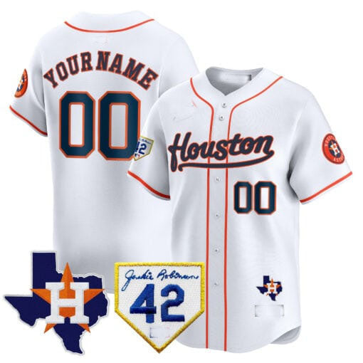 Custom Houston Astros 2024 Jackie Robinson Patch Stitched Limited Jersey