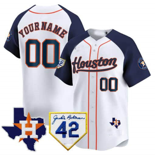 Custom Houston Astros 2024 Jackie Robinson Patch Stitched Limited Jersey