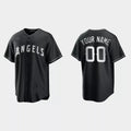 Custom Los Angeles Angels 2021 All Black Fashion Replica Black Jerseys