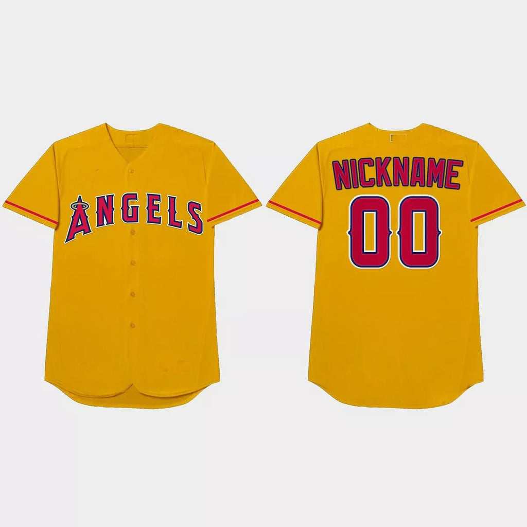 Custom Los Angeles Angels 2021 Players Weekend Nickname Jersey Gold Jerseys