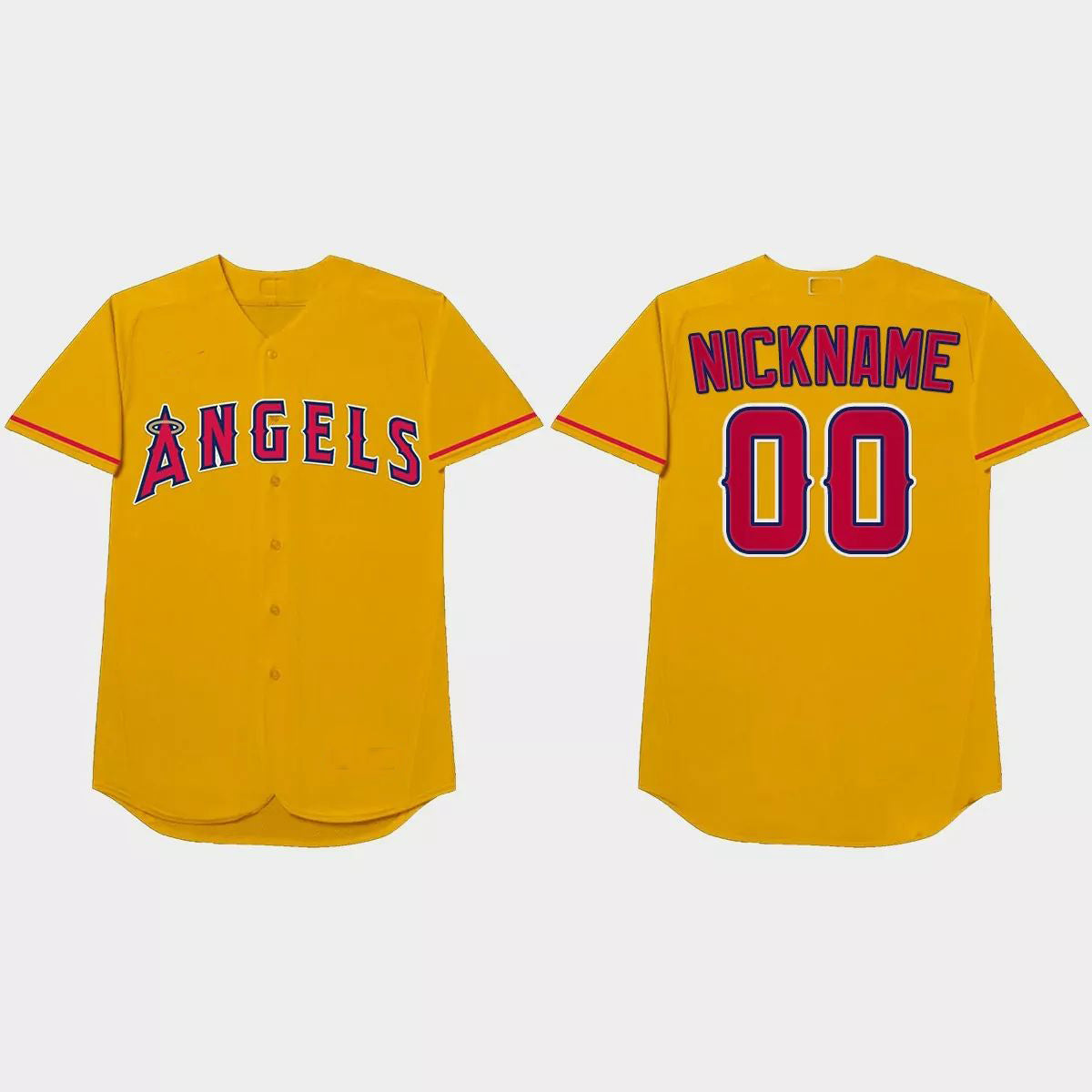 Custom Los Angeles Angels 2021 Players Weekend Nickname Jersey Gold Jerseys