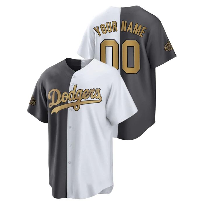 Custom Los Angeles Dodgers White Charcoal 2022 All Star Game Jersey Split Jerseys