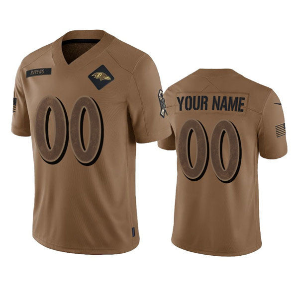 Custom B.Ravens Custom 2023 Brown Salute To Service Limited Stitched Jersey