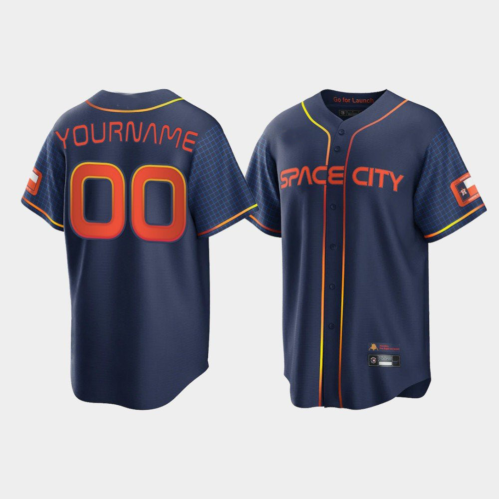 Custom Houston Astros Jerseys New Navy Stitched 2022 Space City Connect Jerseys