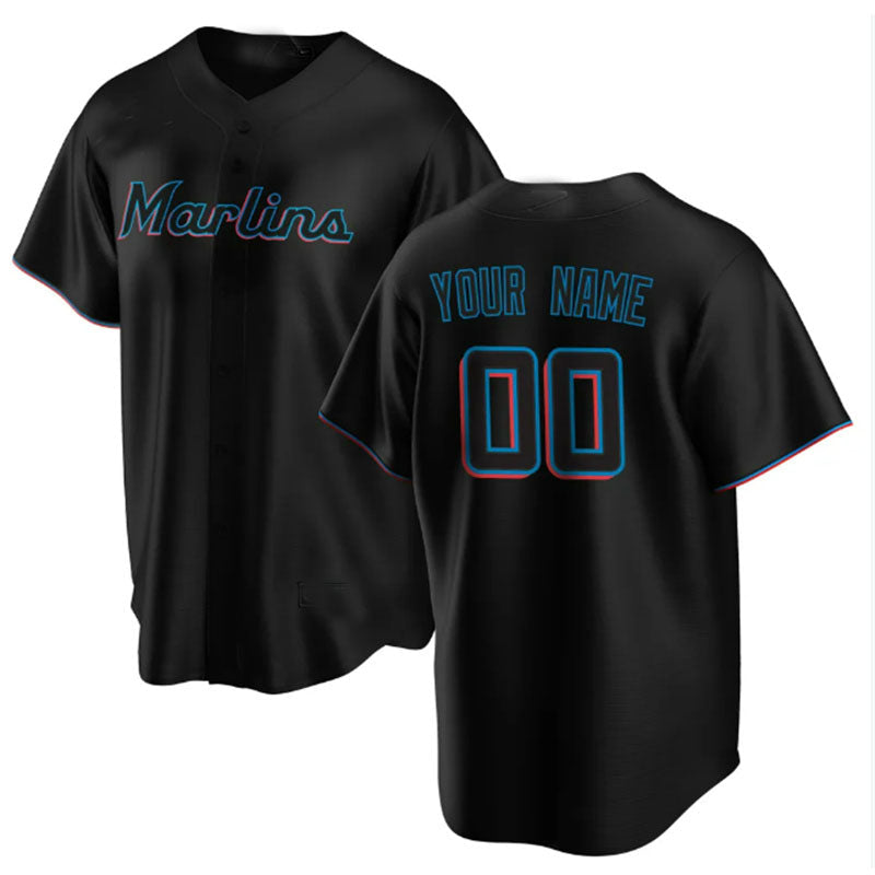 Custom Miami Marlins Alternate Replica Custom Black Jerseys