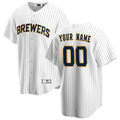 Custom Milwaukee Brewers White Alternate Replica Custom Jerseys