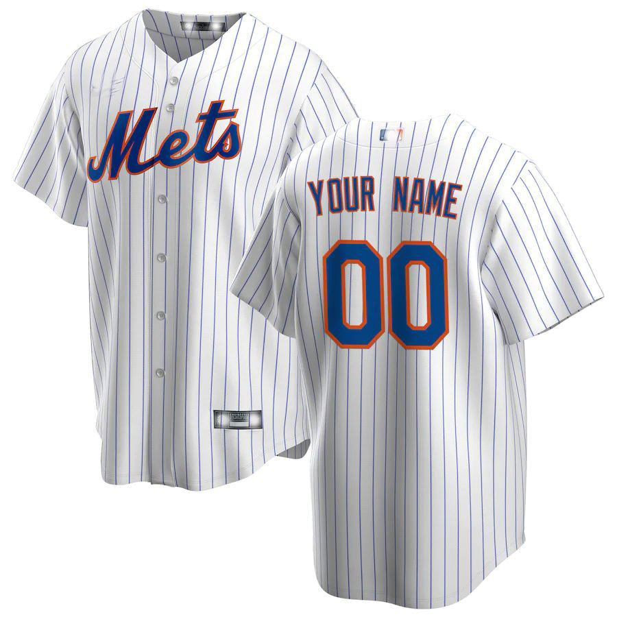 Custom New York Mets White Home Replica Custom Jerseys