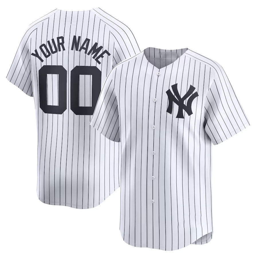 New York Yankees Home Limited Custom Jersey White Stitches Jerseys
