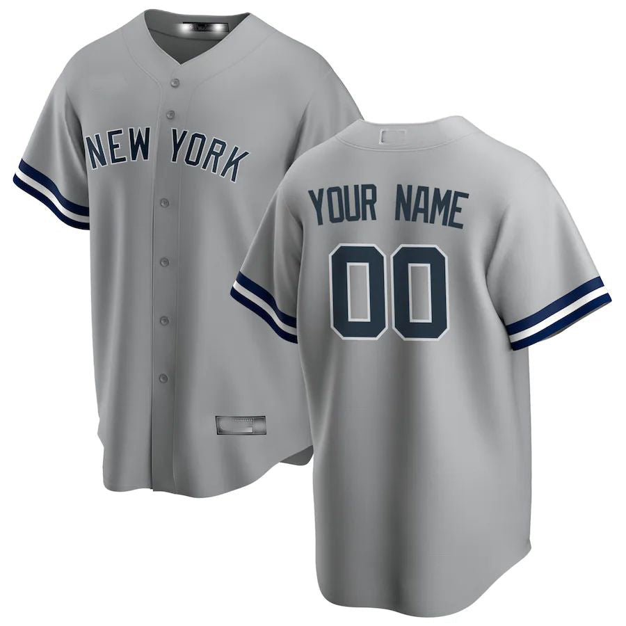 Custom New York Yankees Gray Road Replica Custom Jerseys