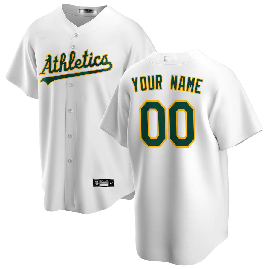 Custom Oakland Athletics White Home Replica Custom Jerseys