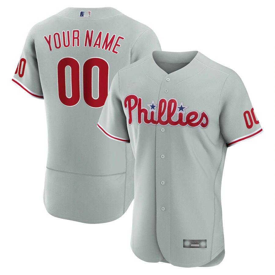 Custom Philadelphia Phillies Gray Road Authentic Custom Jerseys
