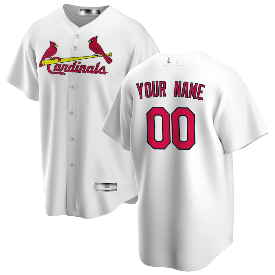 Custom St. Louis Cardinals White Home Replica Custom Jerseys