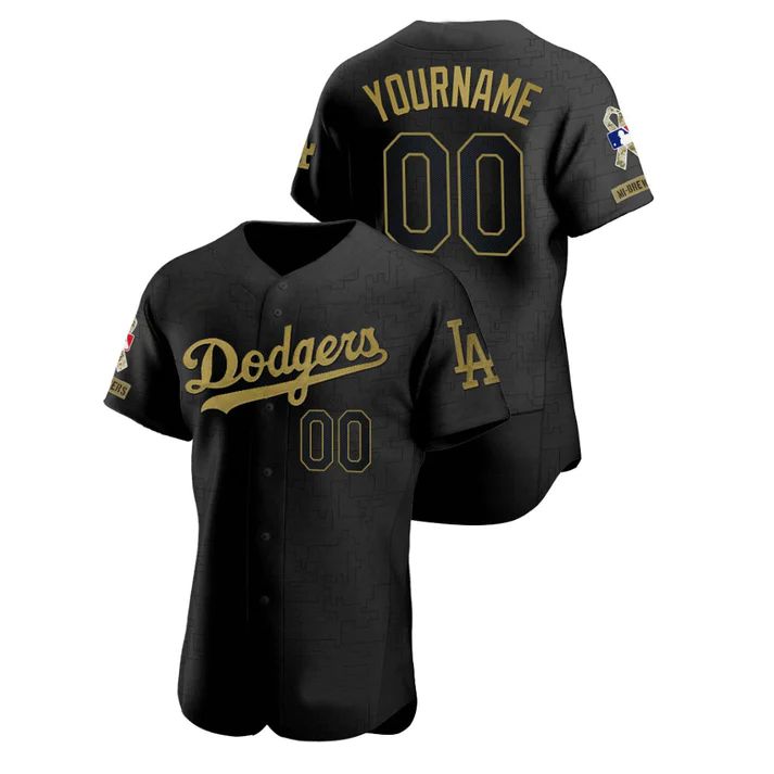 Custom Los Angeles Dodgers Stitched Black Salute To Service Jerseys