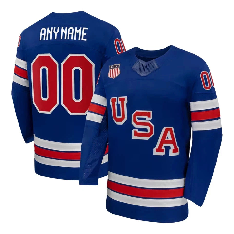 Custom USA 2026 Olympic Away Jersey Blue