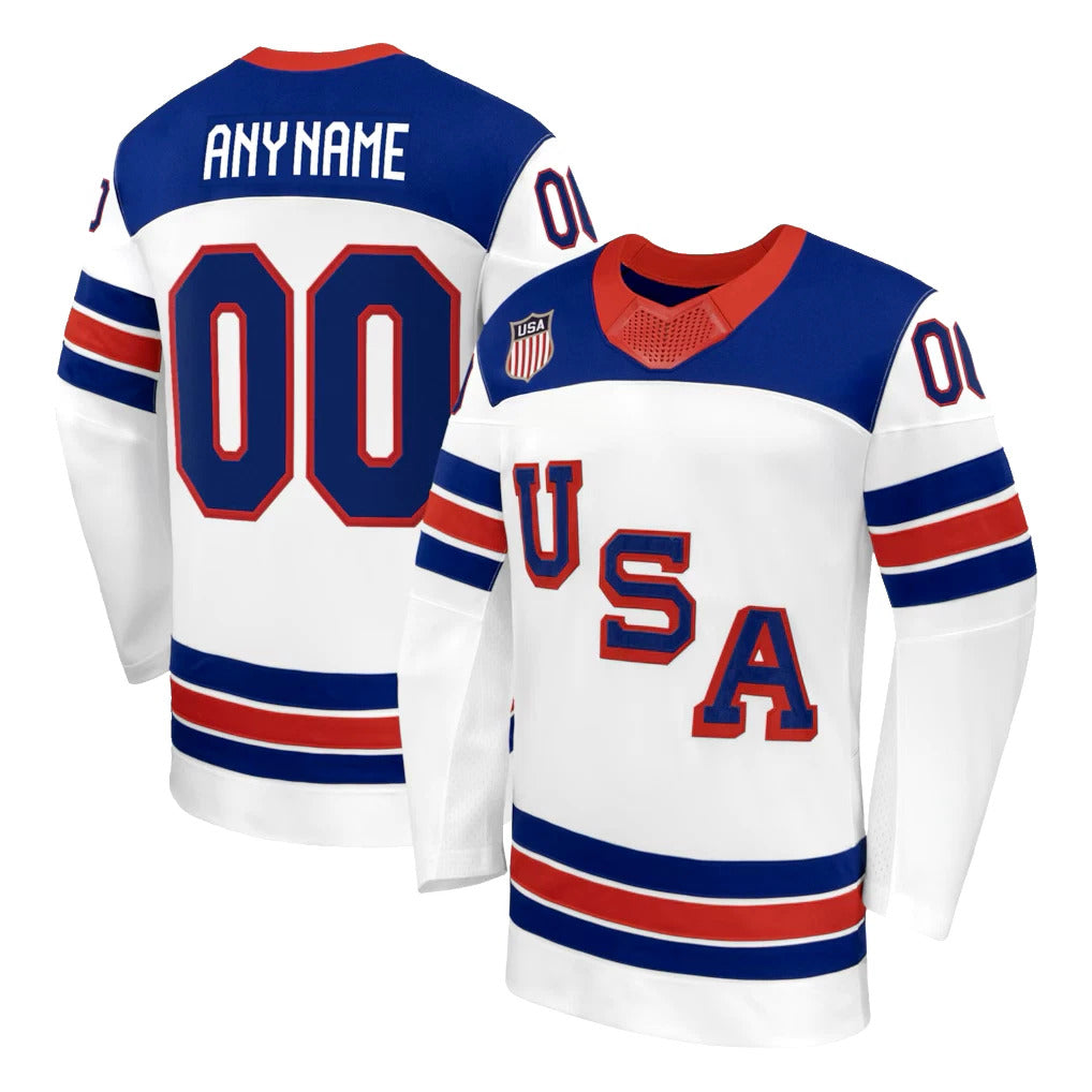 Custom USA 2026 Olympic Away Jersey White
