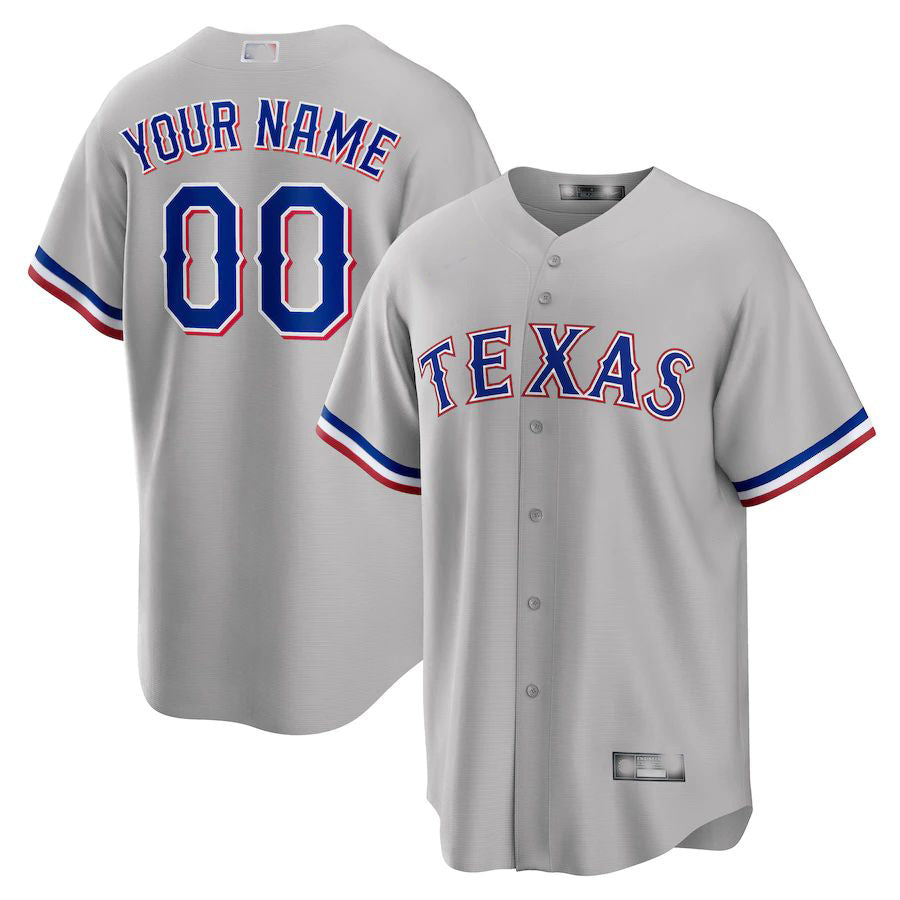 Custom Texas Rangers Gray Road Custom Replica Jerseys