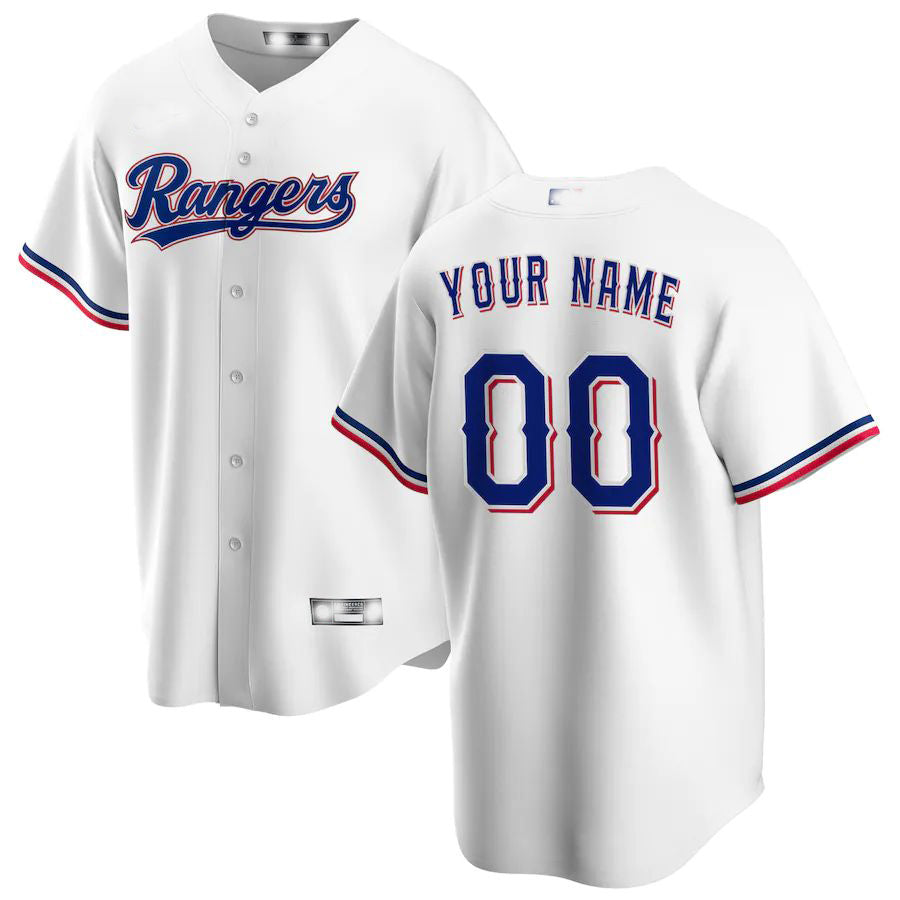 Custom Texas Rangers White Home Replica Custom Jerseys