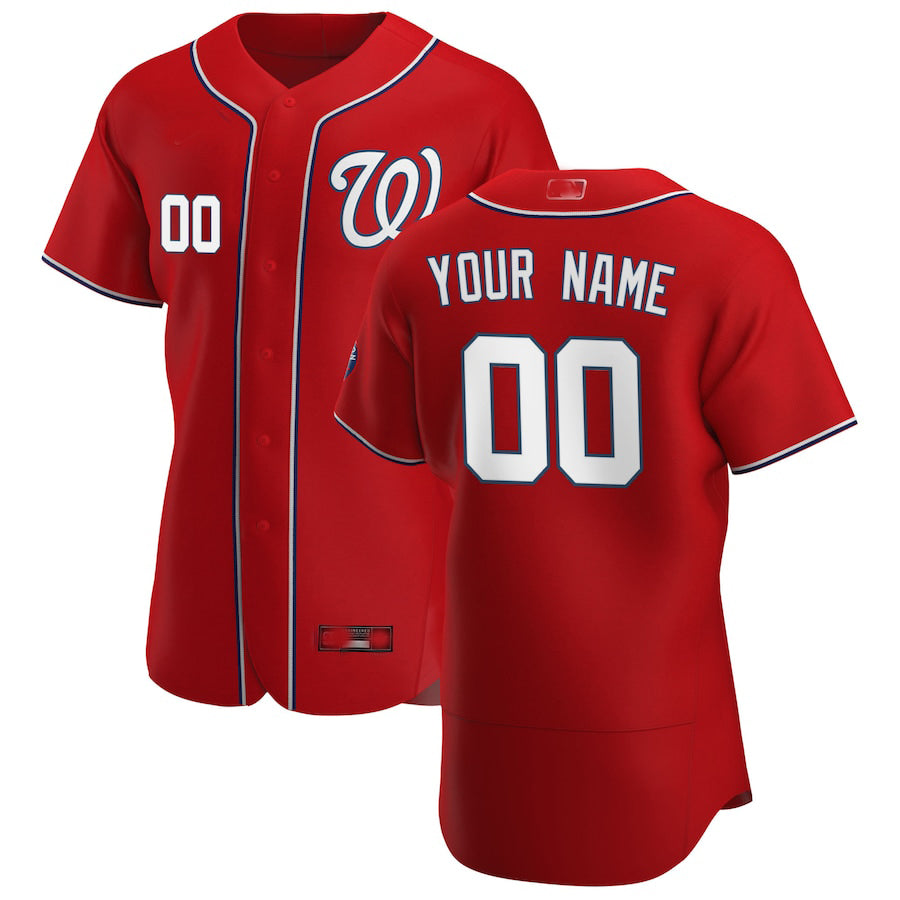 Custom Washington Nationals Scarlet Alternate Authentic Custom Patch Jerseys