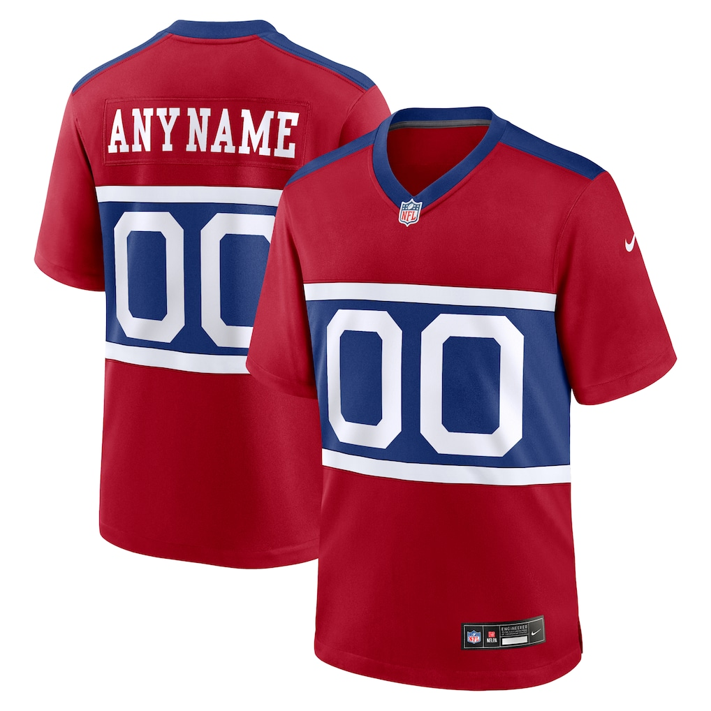 Mens New York Giants Century Red Alternate Game Custom Jersey