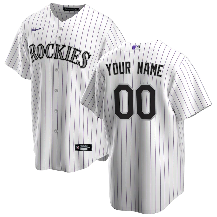 Mens Colorado Rockies White Home Replica Custom Jersey