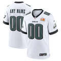 Mens Philadelphia Eagles Midnight White Super Bowl LIX Custom Game Jersey