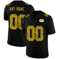 Custom Green Bay Packers Mens Leopard Print Fashion Stitched Limited Jersey Black Stitched Football Jerseys