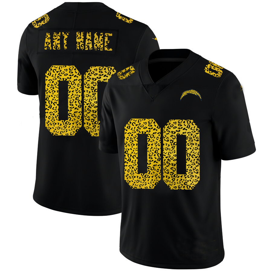 Custom Los Angeles Chargers Leopard Print Fashion Stitched Limited Jersey Black Stitched Jerseys