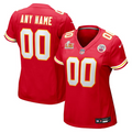 Womens Kansas City Chiefs Red Super Bowl LIX Custom Game Jersey