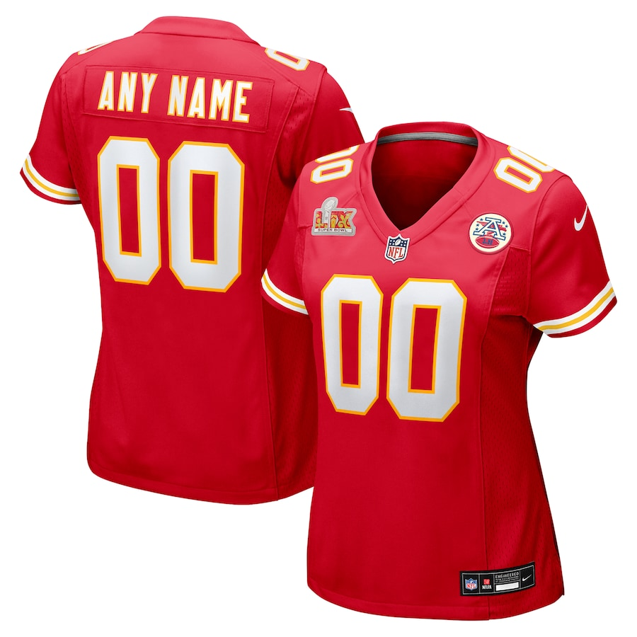 Womens Kansas City Chiefs Red Super Bowl LIX Custom Game Jersey